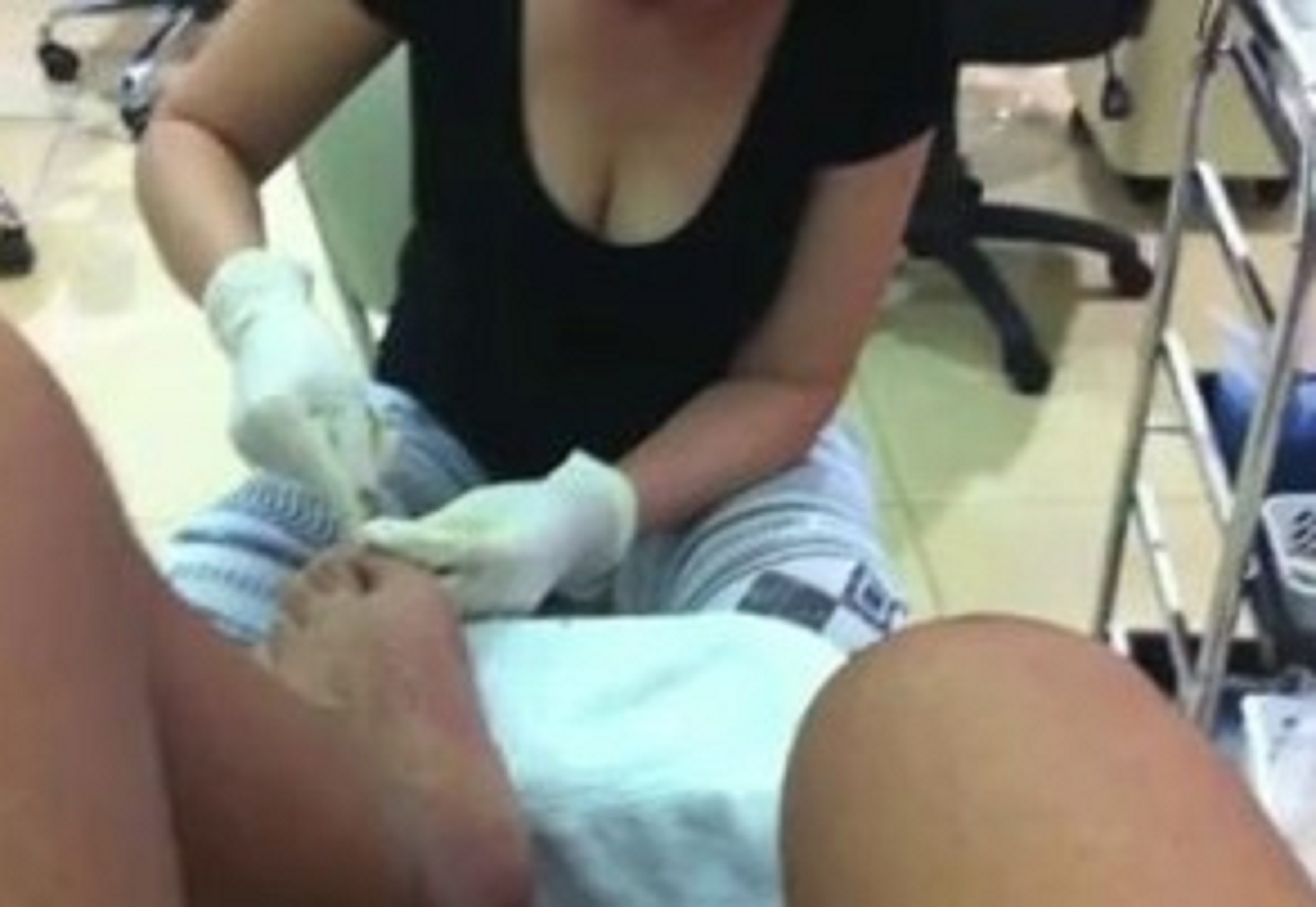 Dick flash at pedicure